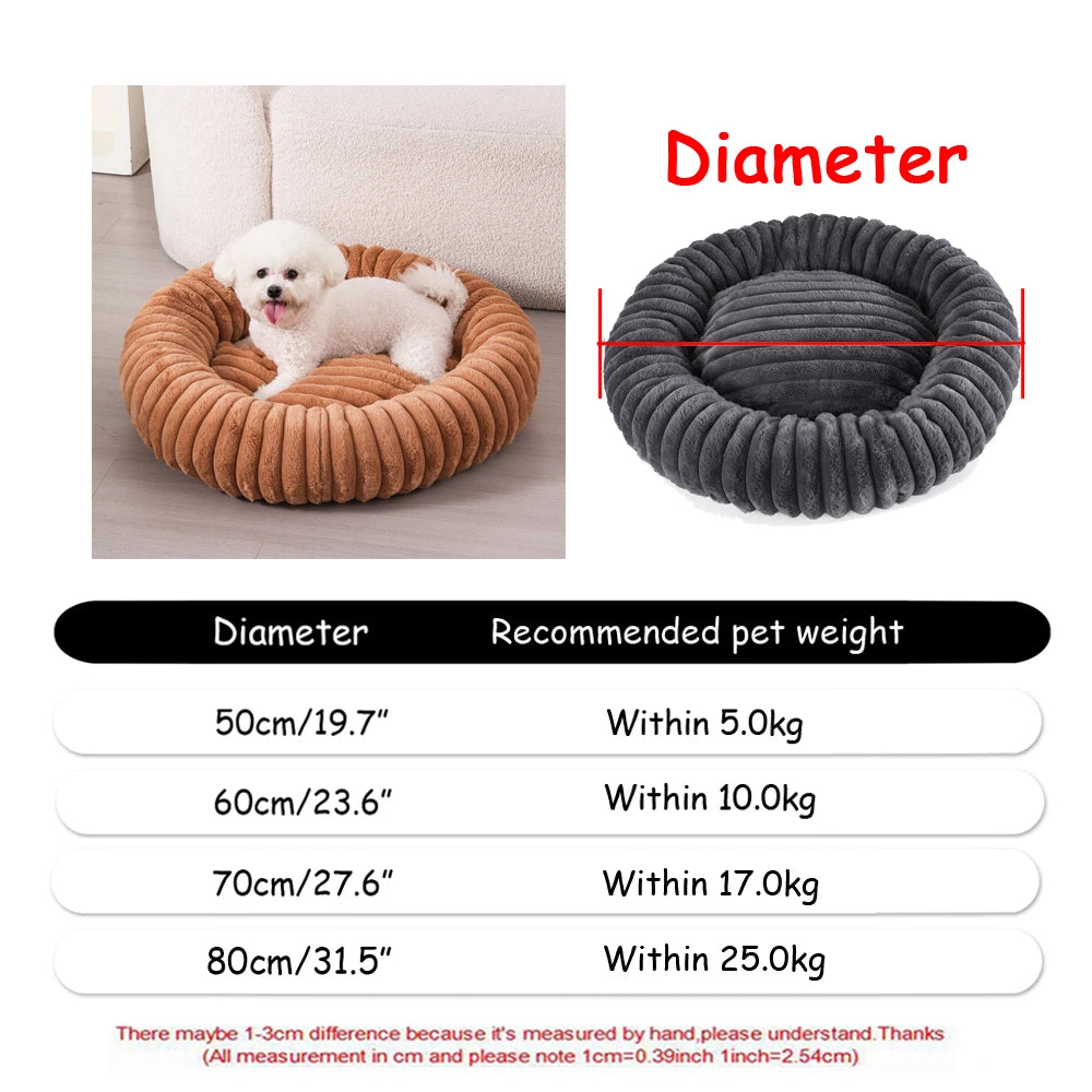 Round Plush Dog Bed, Fluffy Donut Bed for Small to Large Dogs