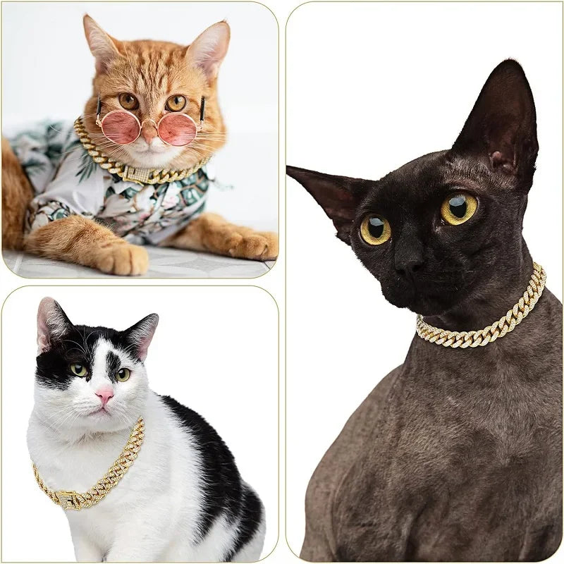 Gold Chain Dog Collar, Stainless Steel Pet Necklace