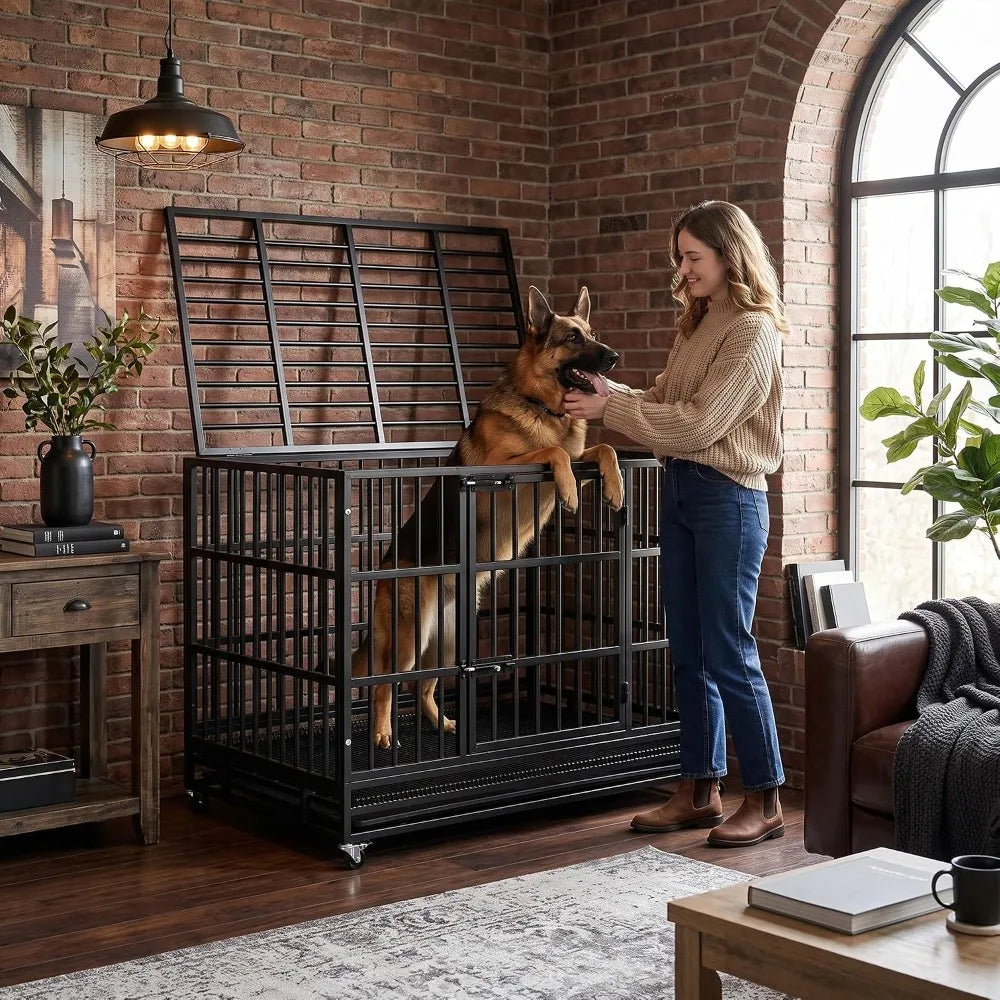 48 Inch Heavy Duty Dog Crate with Slide-Out Tray