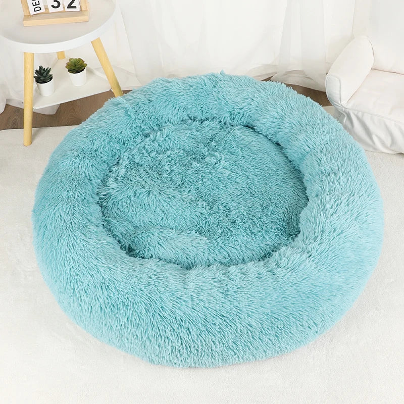 Fluffy Donut Dog Bed, Round Plush Bed for Small to Large Dogs