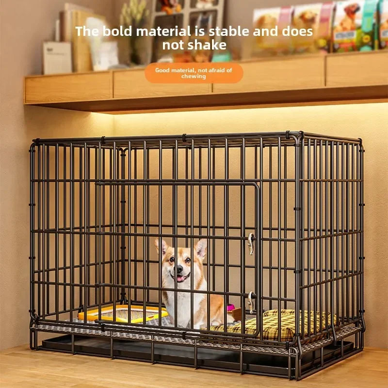 Folding Dog Cage with Pull-Out Tray for Small & Medium Dogs