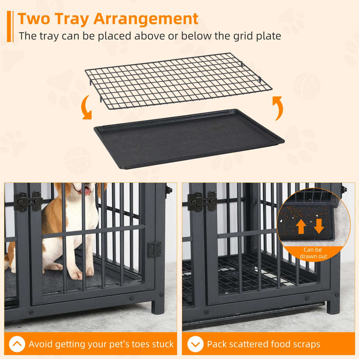 Wooden Dog Crate Furniture End Table, M to 2XL Sizes