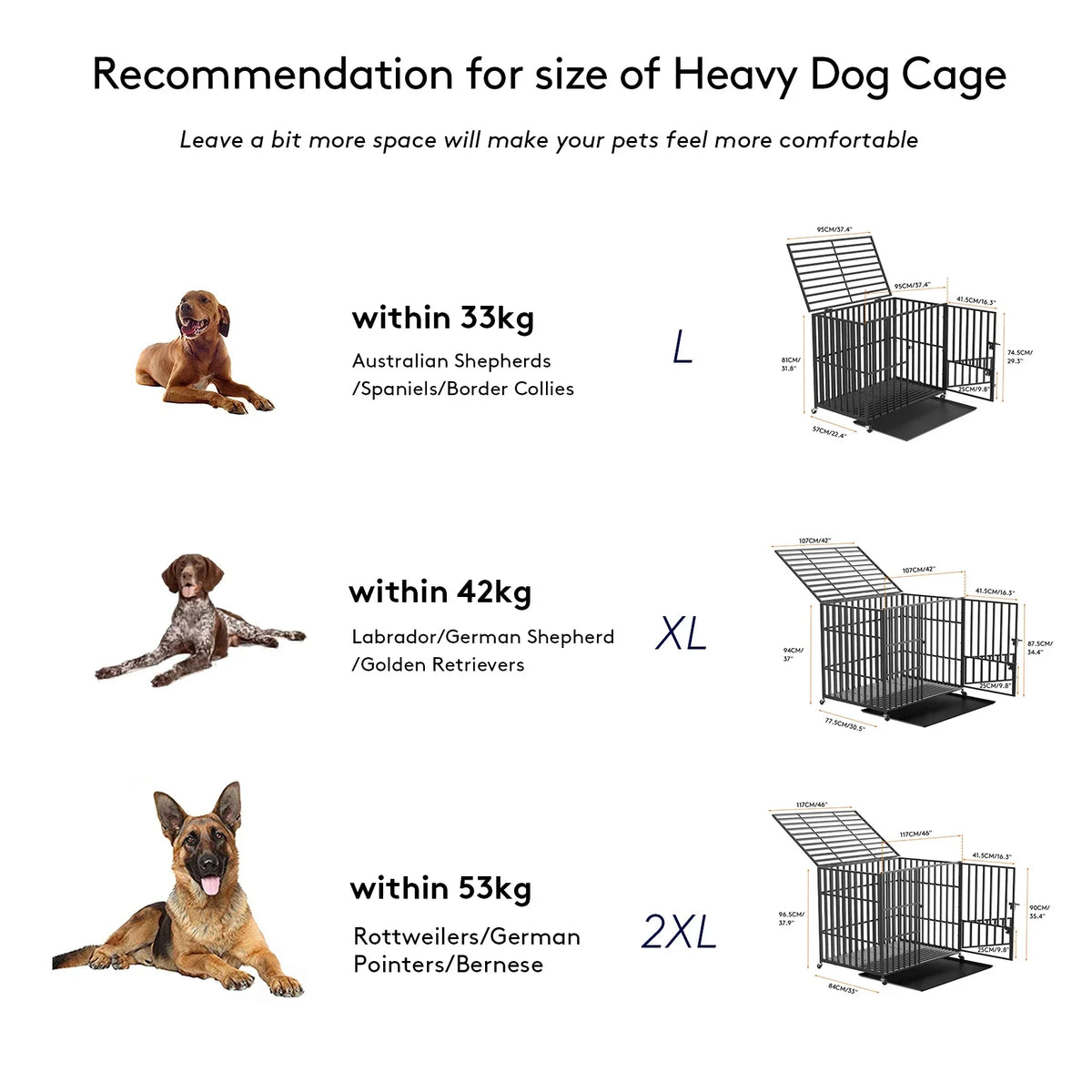 Heavy Duty Metal Dog Kennel in 15 Sizes for Small to Large Dogs