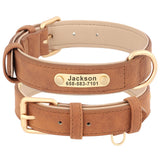 Personalized Leather Dog Collar with Engraved Nameplate, Pin Buckle