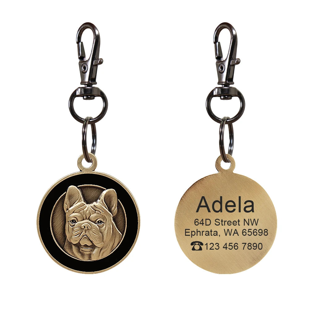 Personalized Dog Breed ID Tag with Engraved Name and Address