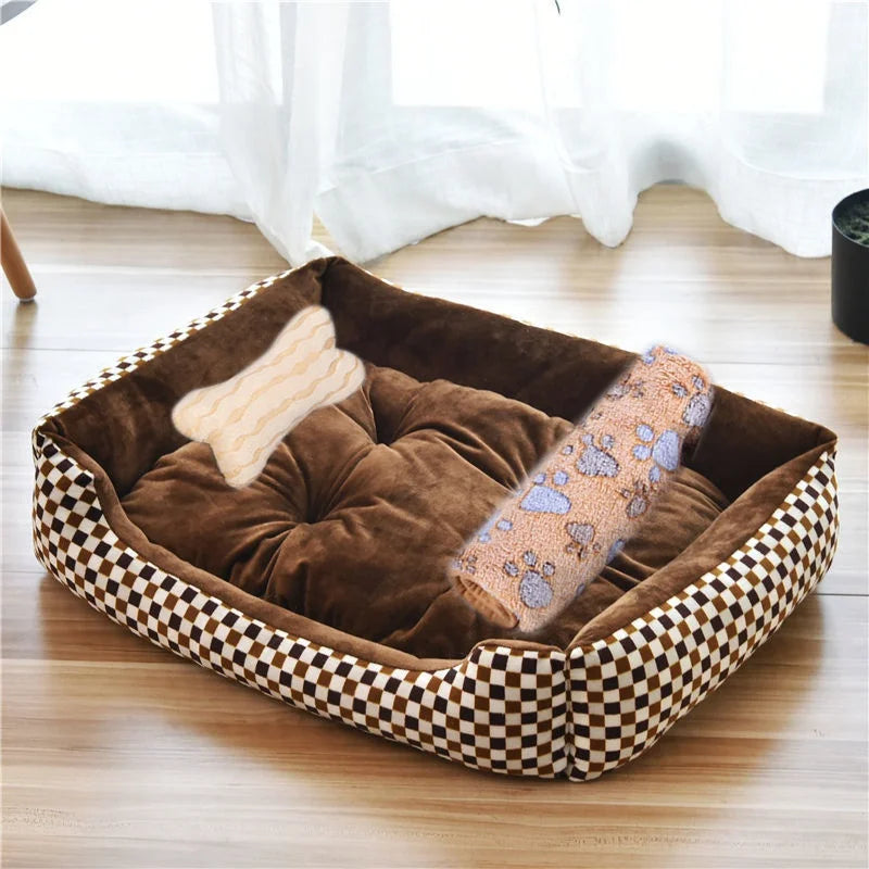 Plush Rectangle Dog Bed with Raised Sides in Candy Colors