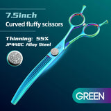 Curved Chunker Dog Grooming Scissors, 7.25 Inch 440C Steel