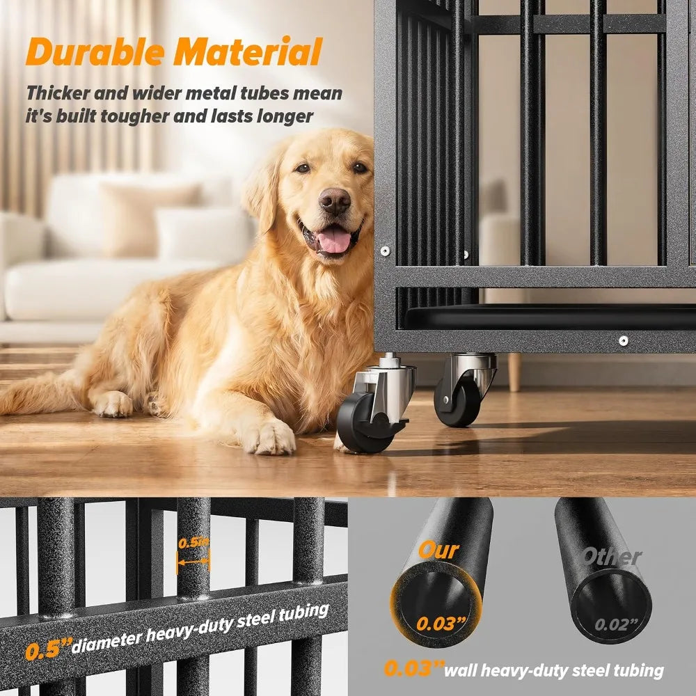 48 Inch Heavy Duty Escape Proof Dog Crate for Large Dogs