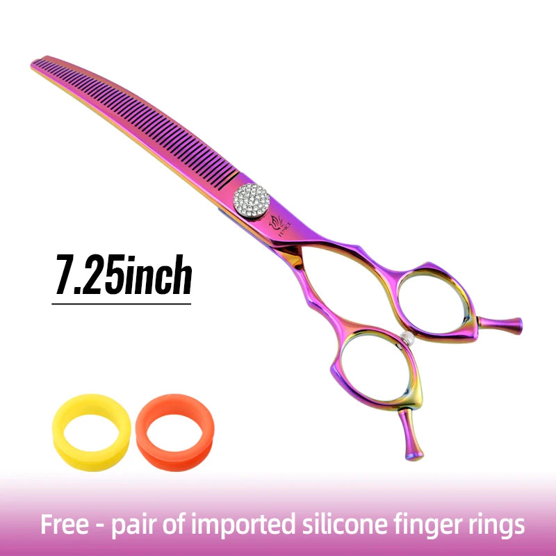 Curved Chunker Dog Grooming Scissors, 7.25 Inch 440C Steel