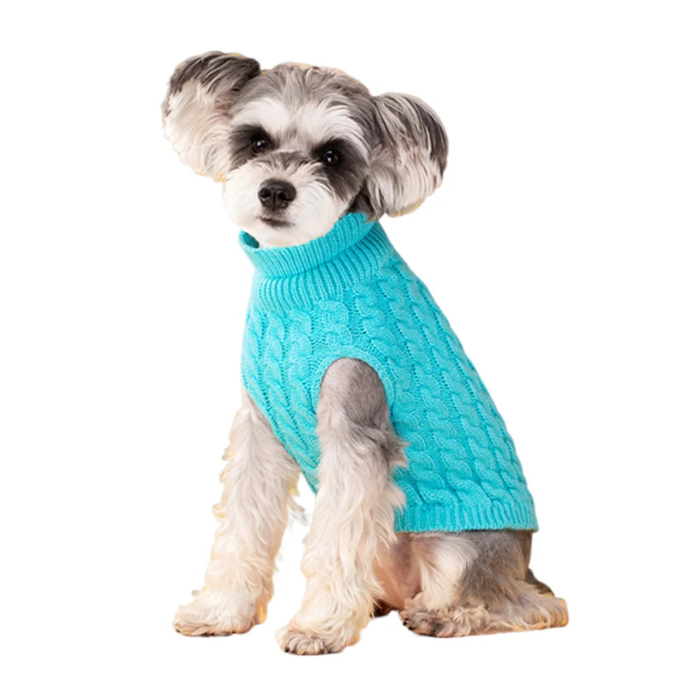 Classic Knit Dog Sweater for Small Dogs in 5 Solid Colors