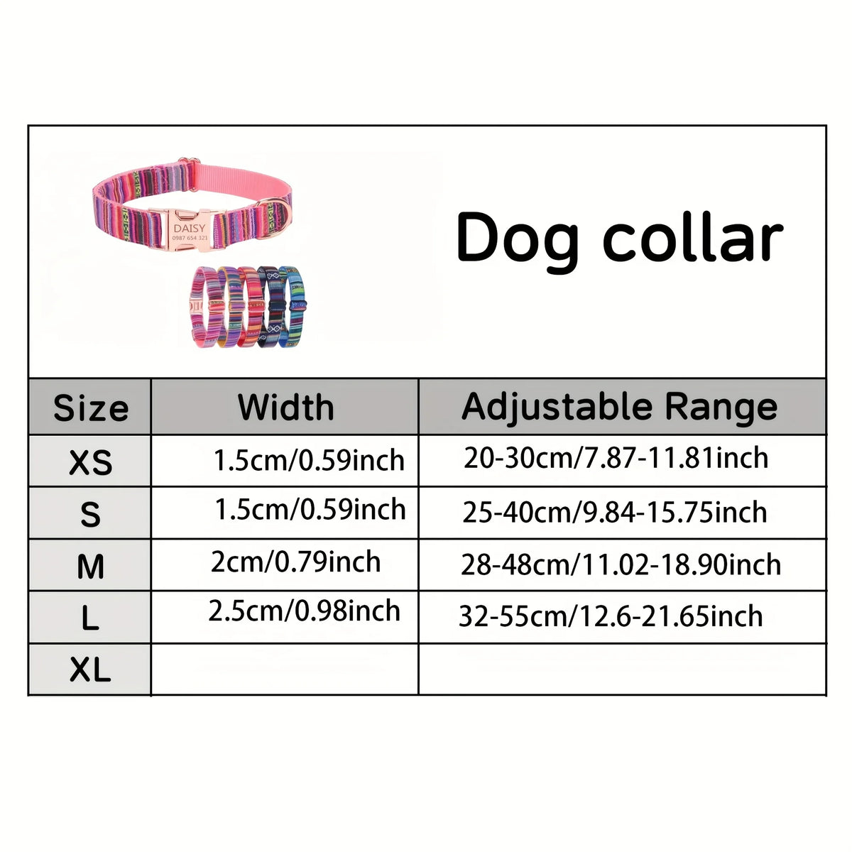 Personalized Dog Collar with Engraved Name and Phone Buckle