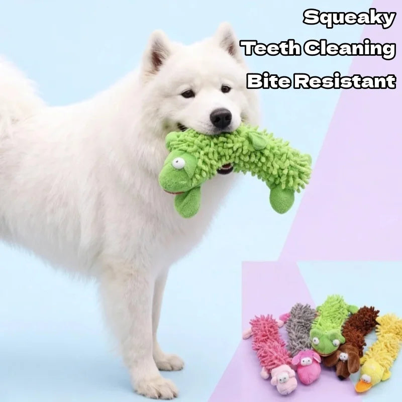 Squeaky Plush Dog Toy with Soft Mop Texture