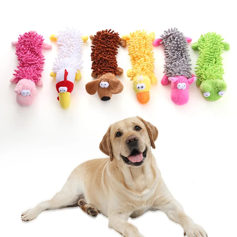 Squeaky Plush Dog Toy with Soft Mop Texture