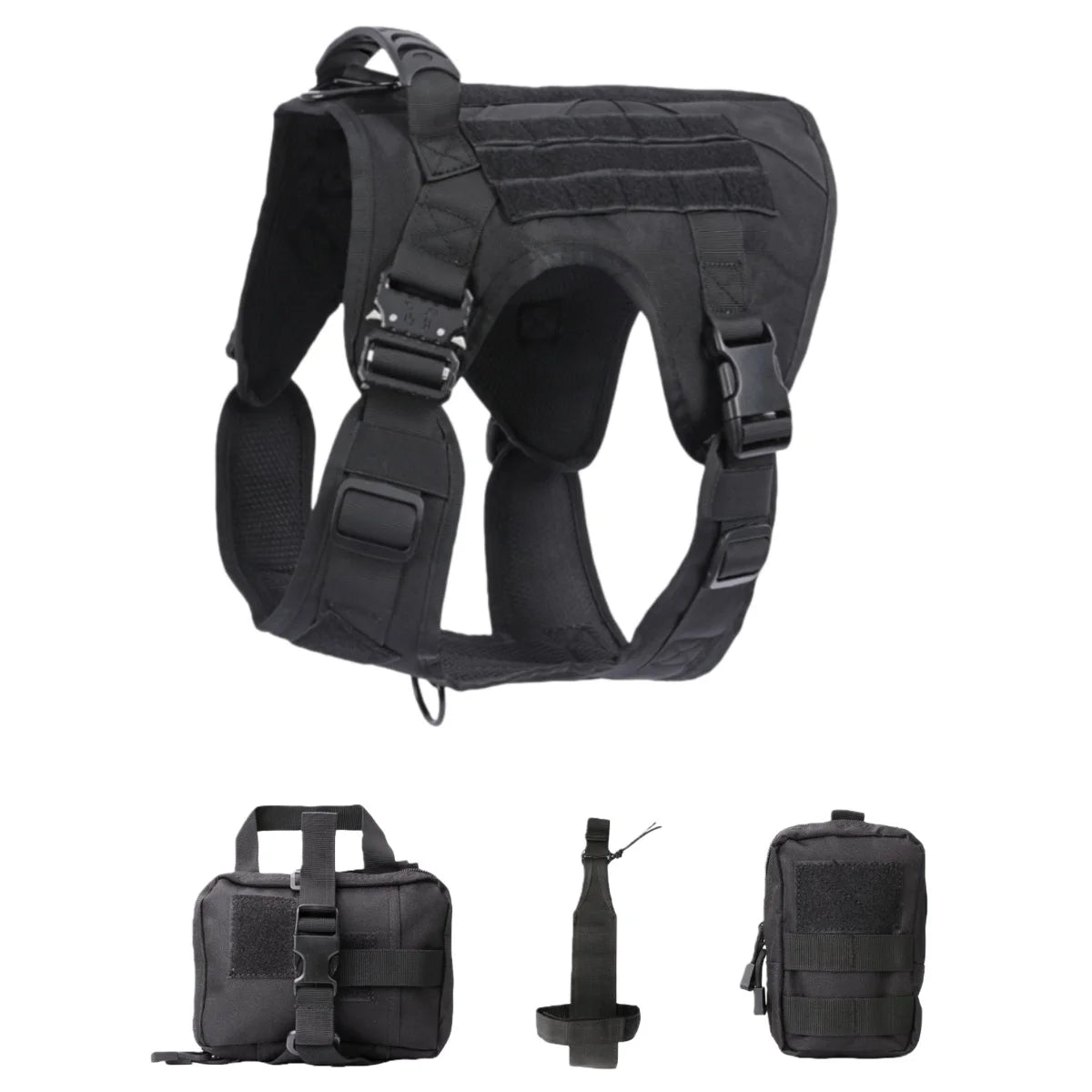 Tactical Dog Harness with MOLLE Panels and Handle for Large Dogs