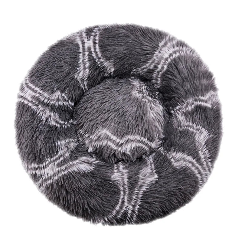 Round Plush Dog Bed, Fluffy Donut Bed for Small to Large Dogs