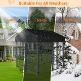 Outdoor Dog Kennel with Roof, Heavy Duty Metal Run