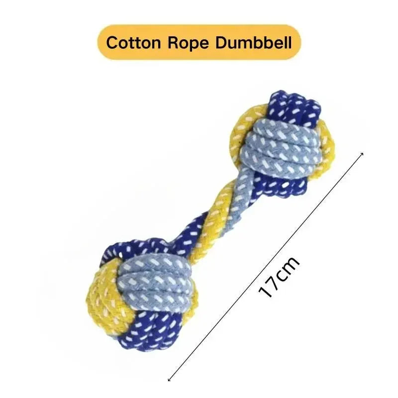 Cotton Rope Dog Chew Toy in Carrot, Dumbbell and Corn Shapes
