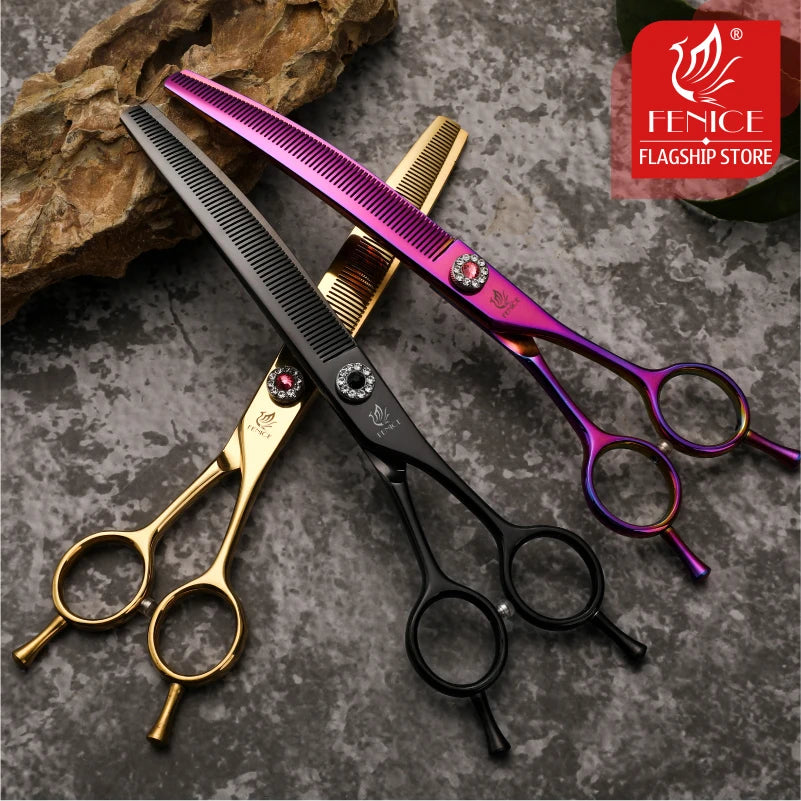 Curved Dog Grooming Thinning Shears, 7.25 Inch Japanese 440C