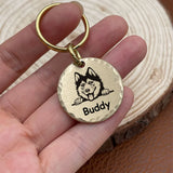 Personalized Brass Dog ID Tag, Hammered or Smooth Round Pet Tag