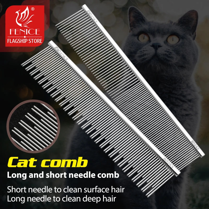 Stainless Steel Dog Grooming Comb with Tapered Pins, 4 Styles