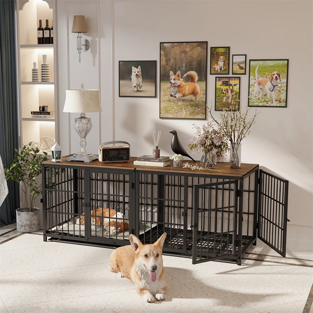 Furniture Style Dog Crate End Table with Removable Tray