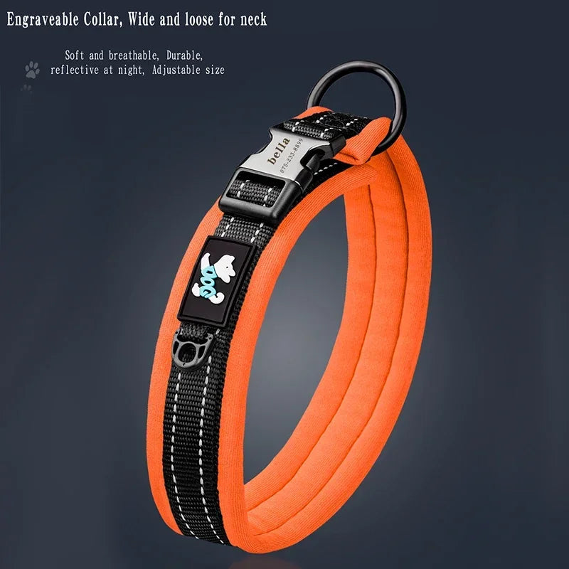 Personalized Collar for Large Dogs with Engraved Name Plate