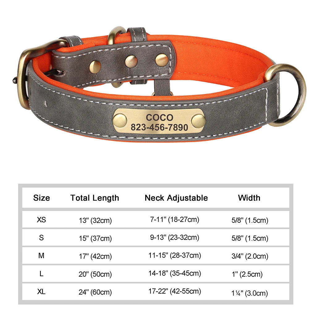 Personalized Dog Collar with Free Engraved ID Tag, PU Leather