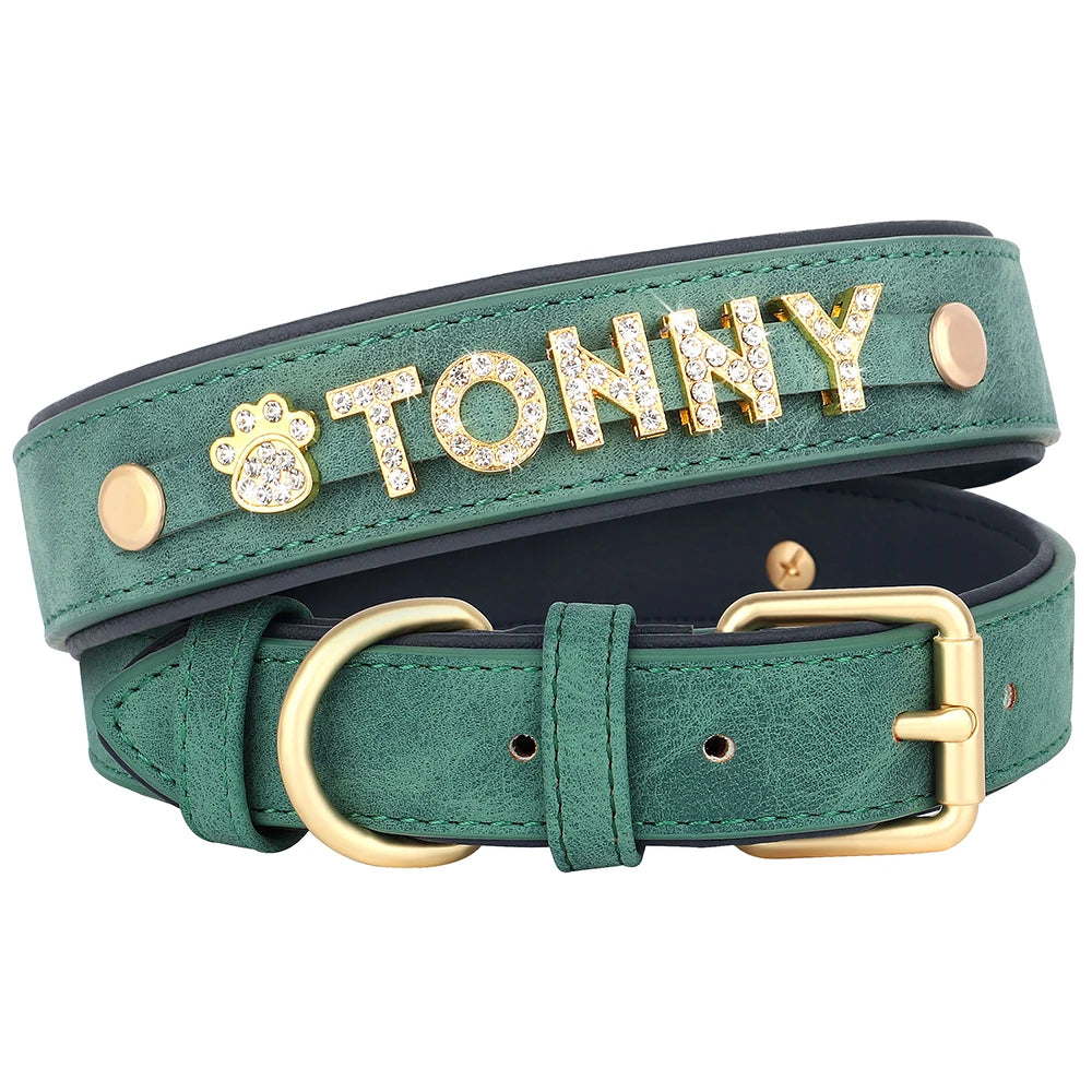 Custom Name Dog Collar with Jeweled Letter Charms