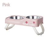 Foldable Elevated Dog Bowl Stand with Double Stainless Steel Bowls