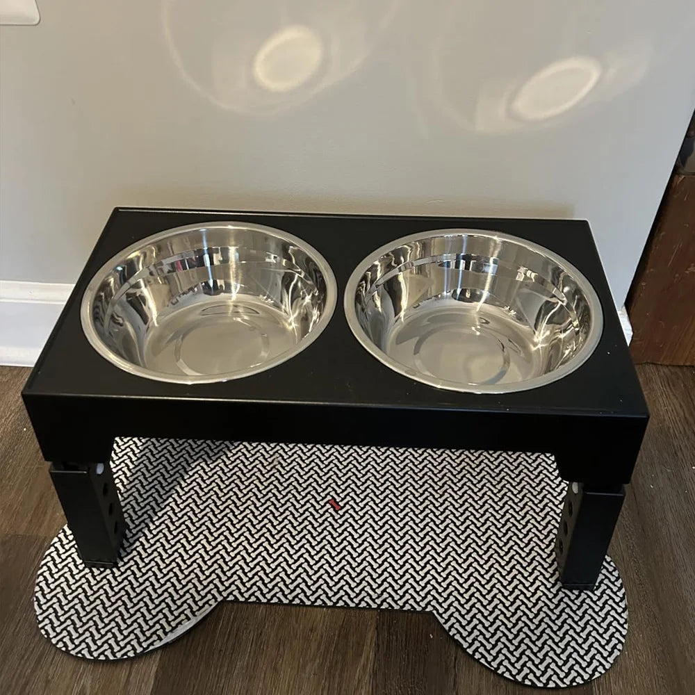 Adjustable Height Elevated Dog Feeder with Double Stainless Bowls