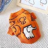 Knit Dog Turtleneck Sweater with Rabbit or Elephant Design