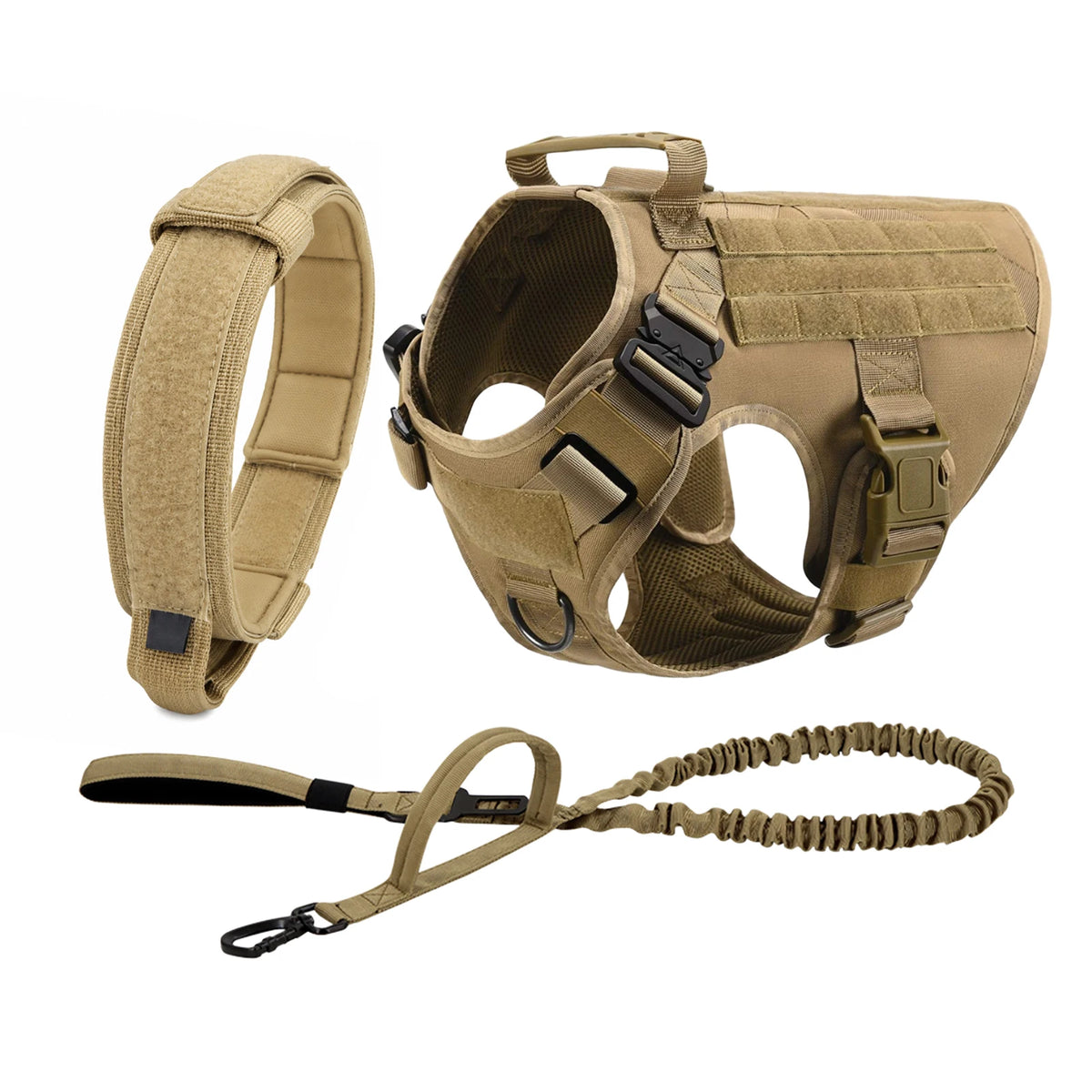 Tactical Dog Harness and Collar Set for Medium & Large Dogs