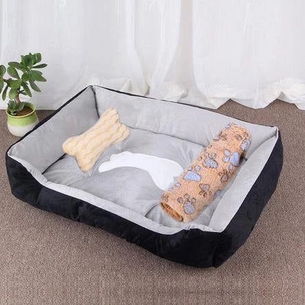 Plush Rectangle Dog Bed with Raised Sides in Candy Colors