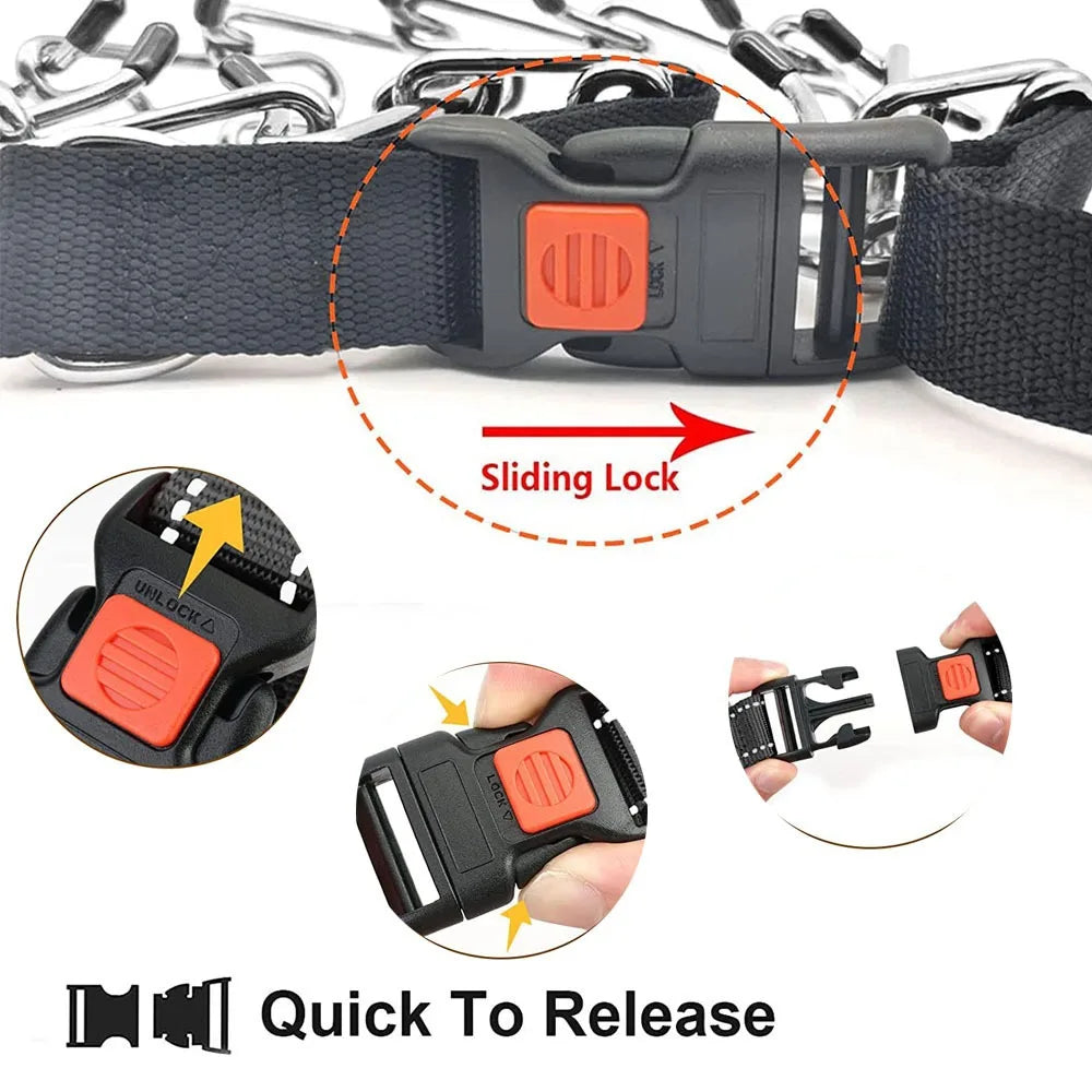 Stainless Steel Prong Training Collar with Quick Release Buckle