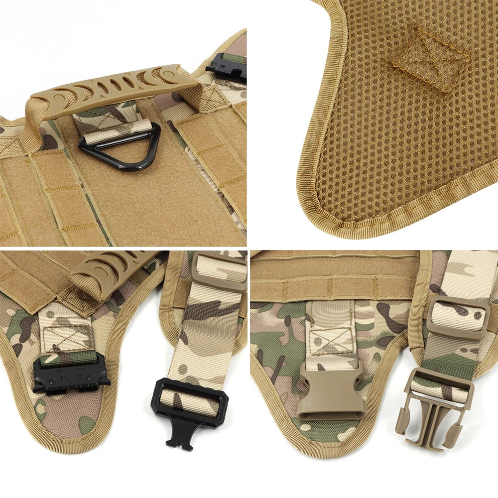 Tactical Dog Harness with Handle for Large Dogs, S to XL Sizes
