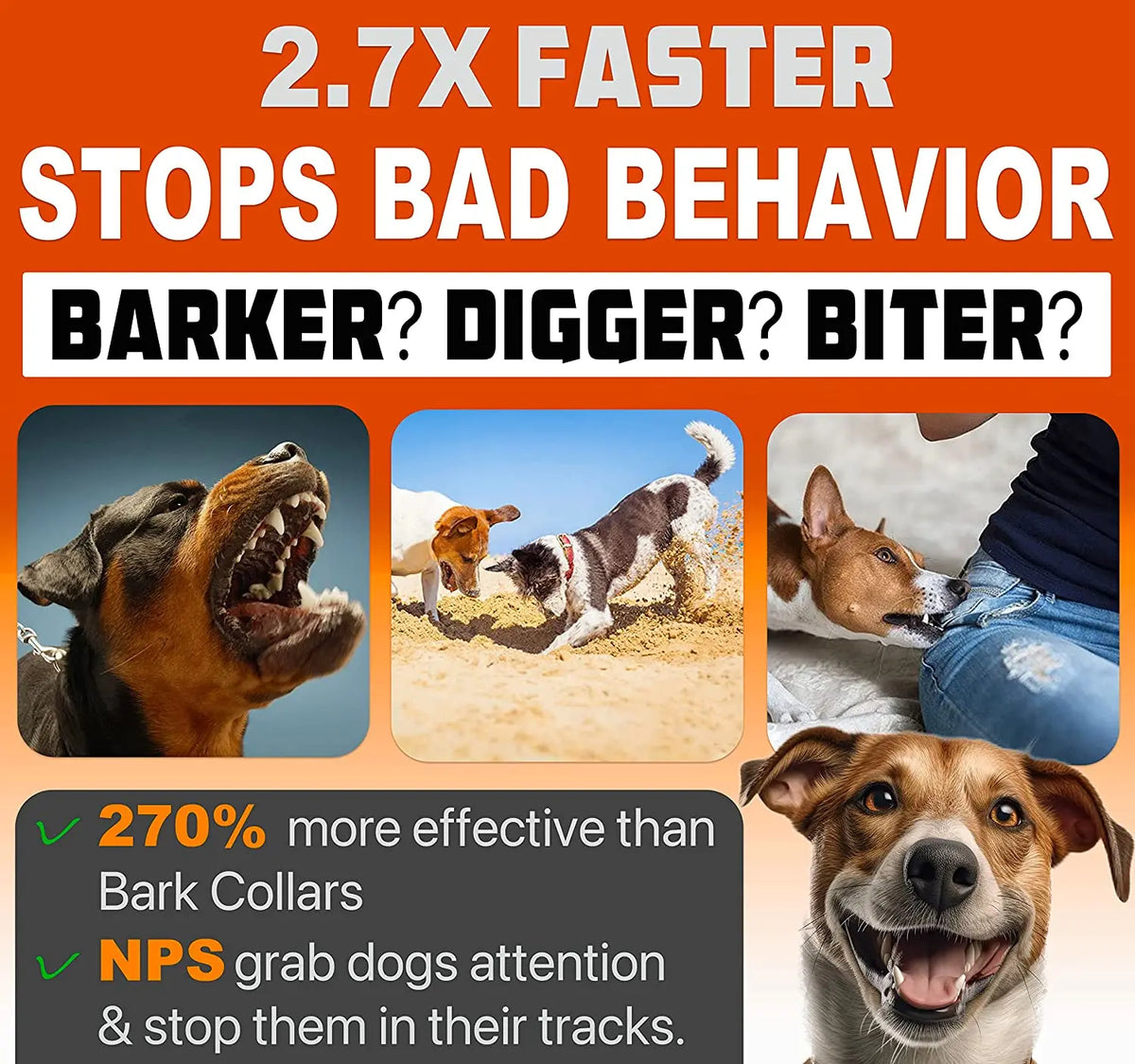 Rechargeable Ultrasonic Dog Bark Deterrent with LED Flashlight