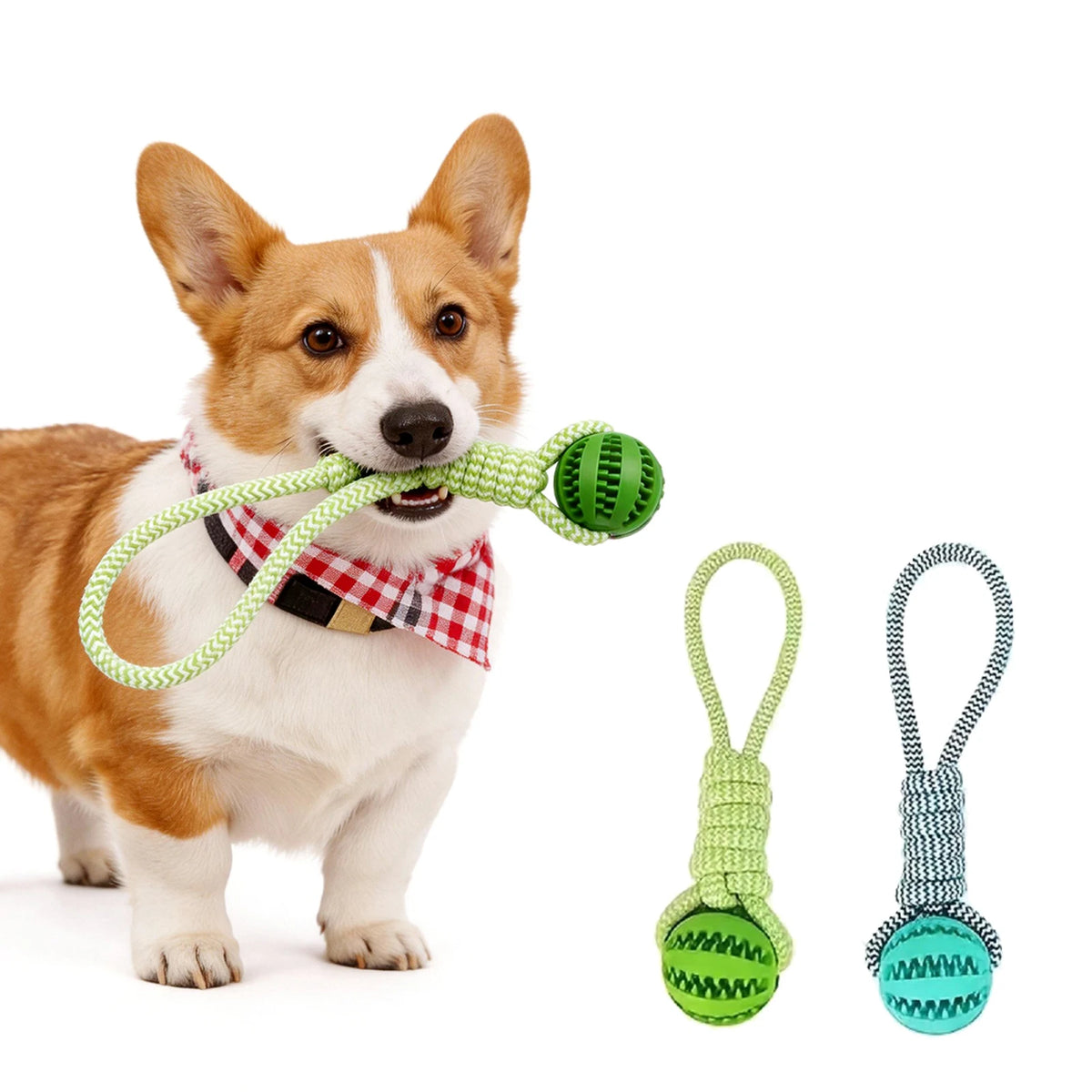 Dog Rope Tug Toy with Treat Dispensing Ball for Small Dogs