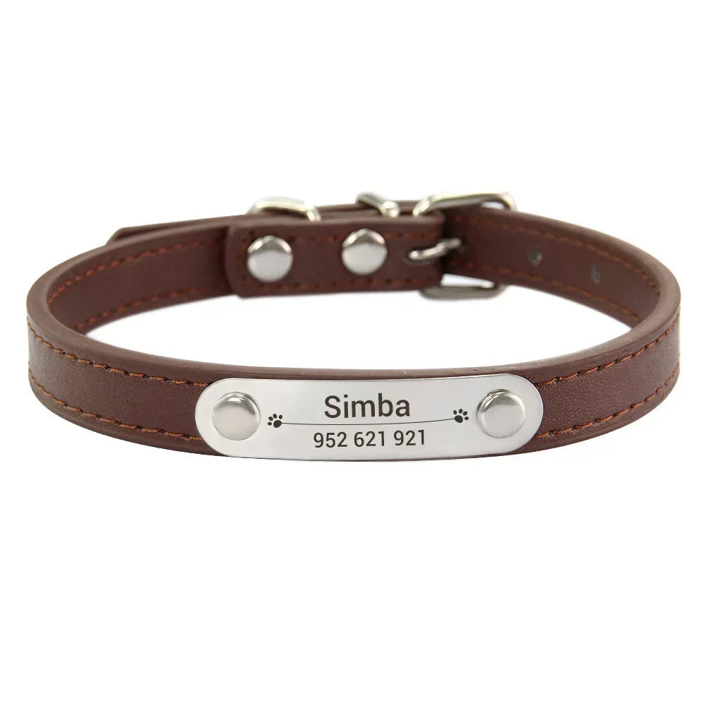 Personalized Dog Collar with Engraved Name Plate, 16 Colors
