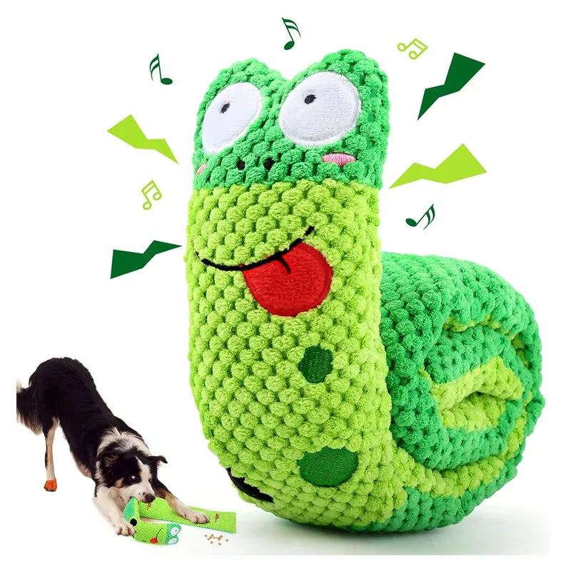 Snuffle Snake Dog Puzzle Toy with Treat Pockets and Squeaker