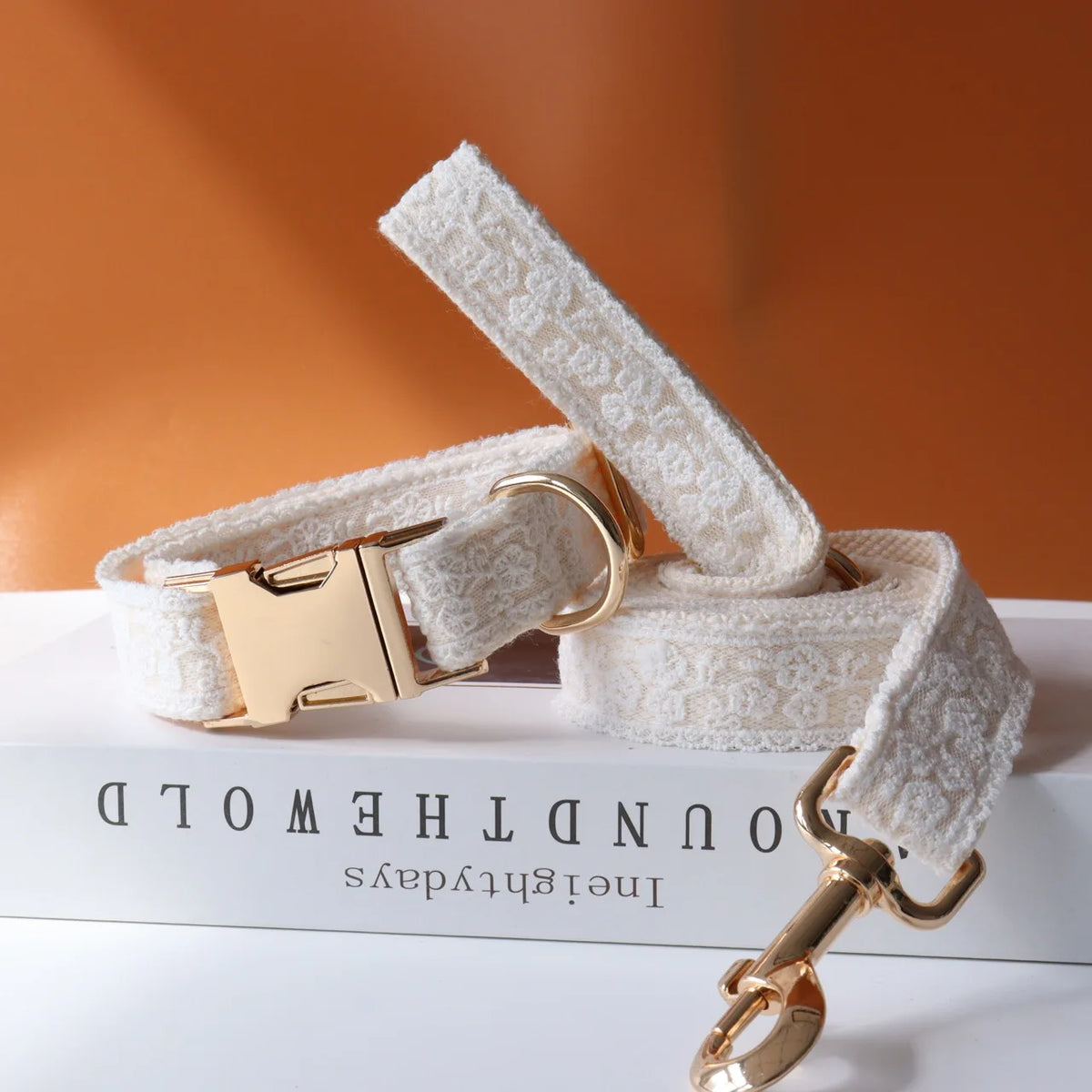 Lace Wedding Dog Collar with Bow and Personalized ID