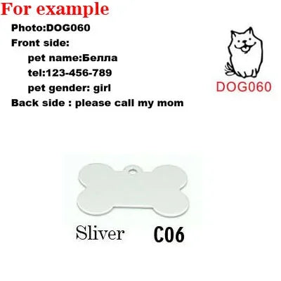 Bone Shaped Dog ID Tags, 2-Pack with Two-Sided Engraving