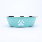 Stainless Steel Dog Bowl with Paw Print and Non-Slip Base