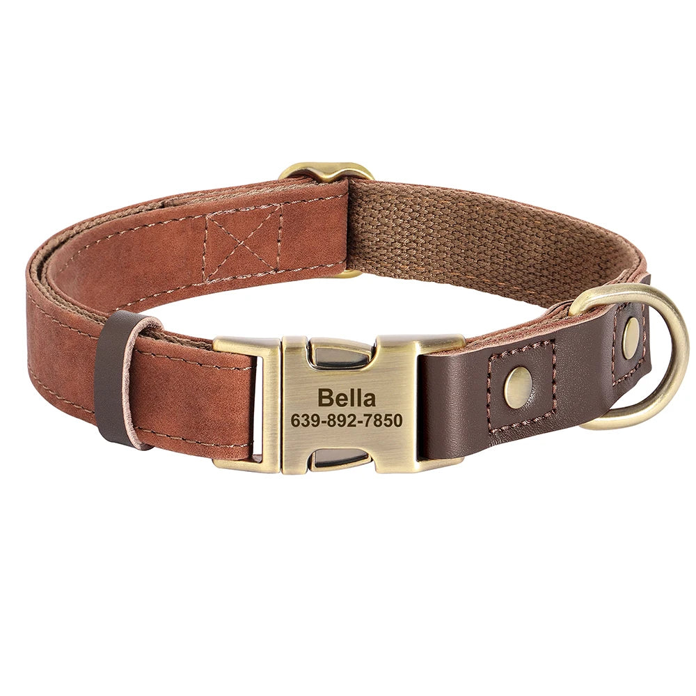 Custom Engraved Buckle Dog Collar with Name and Phone Number