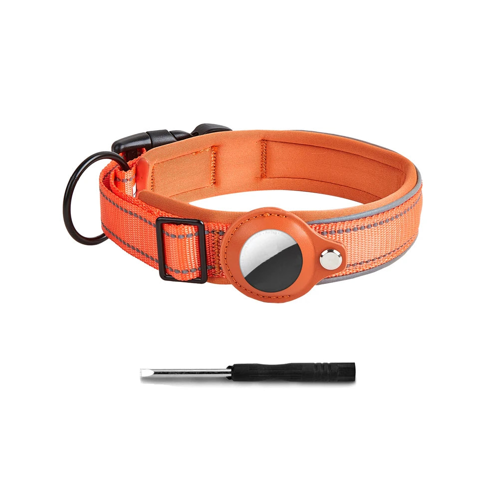 Reflective AirTag Dog Collar with Padded Neoprene Lining, S to XL