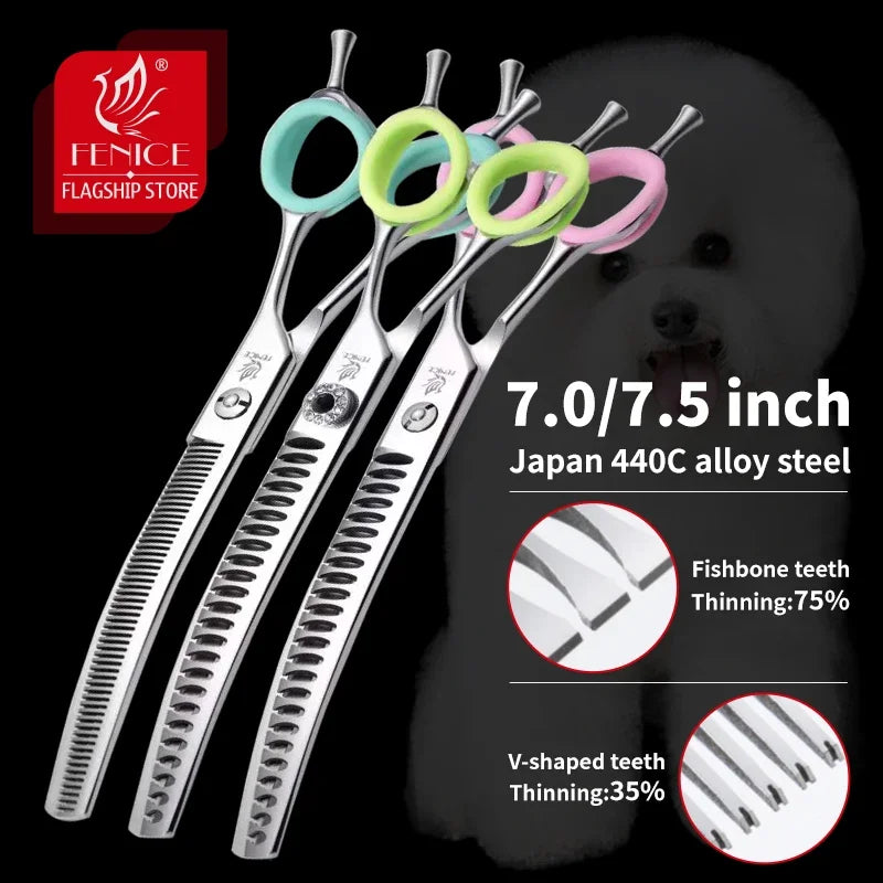 Curved Chunkers and Thinners for Dog Grooming, 7 or 7.5 Inch