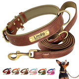 Personalized Dog Collar and Leash Set with Engraved Nameplate
