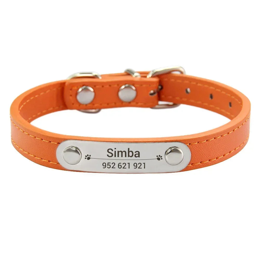 Personalized Dog Collar with Engraved Name Plate, 16 Colors