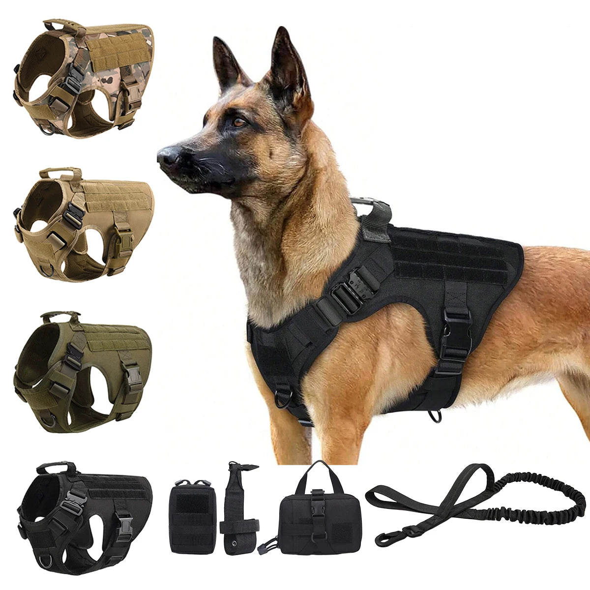 Tactical Dog Harness and Collar Set for Medium & Large Dogs