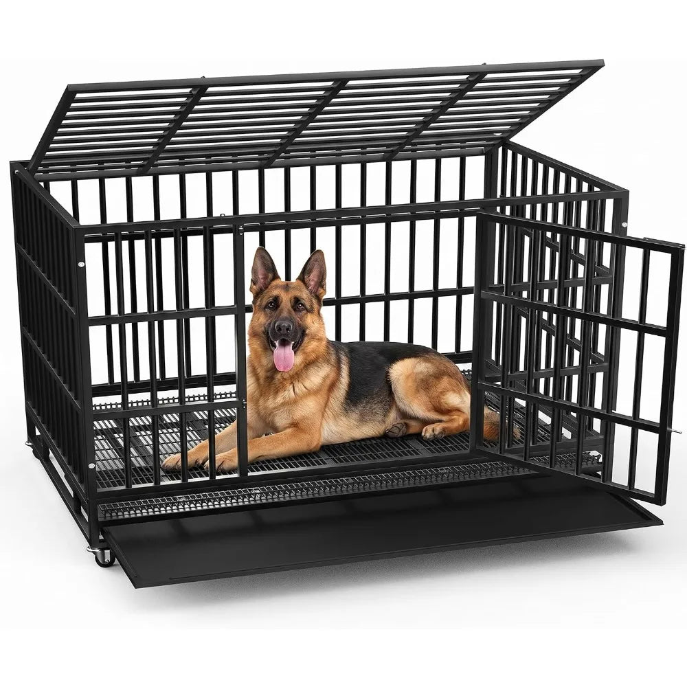 48 Inch Heavy Duty Dog Crate with Slide-Out Tray