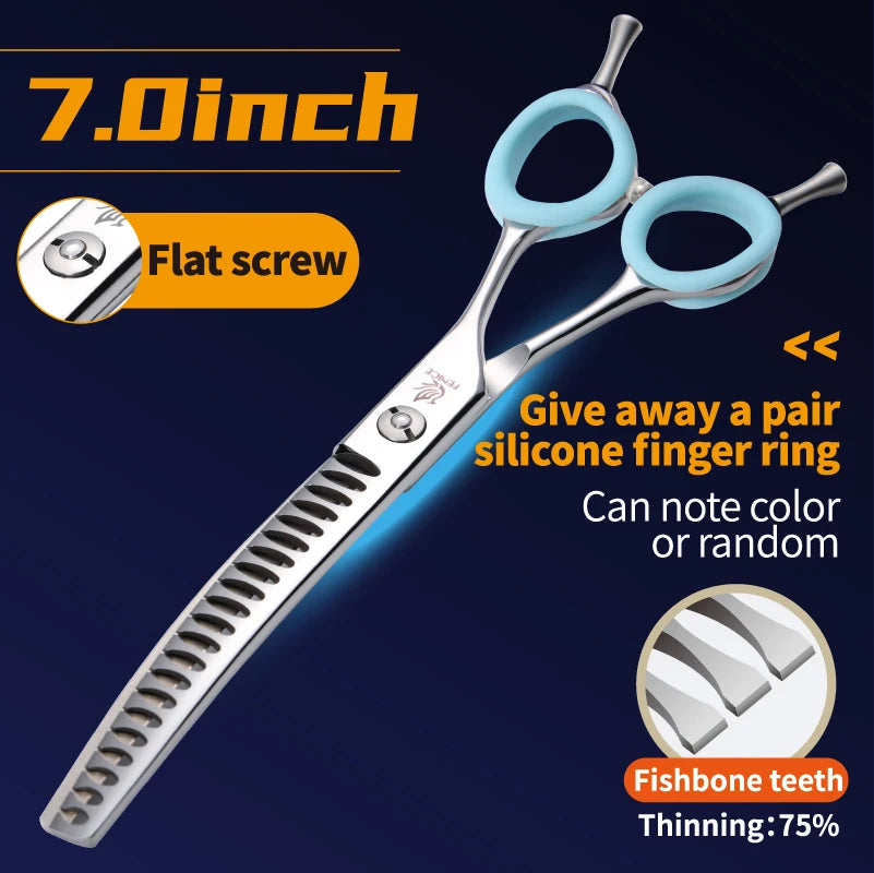 Curved Chunkers and Thinners for Dog Grooming, 7 or 7.5 Inch